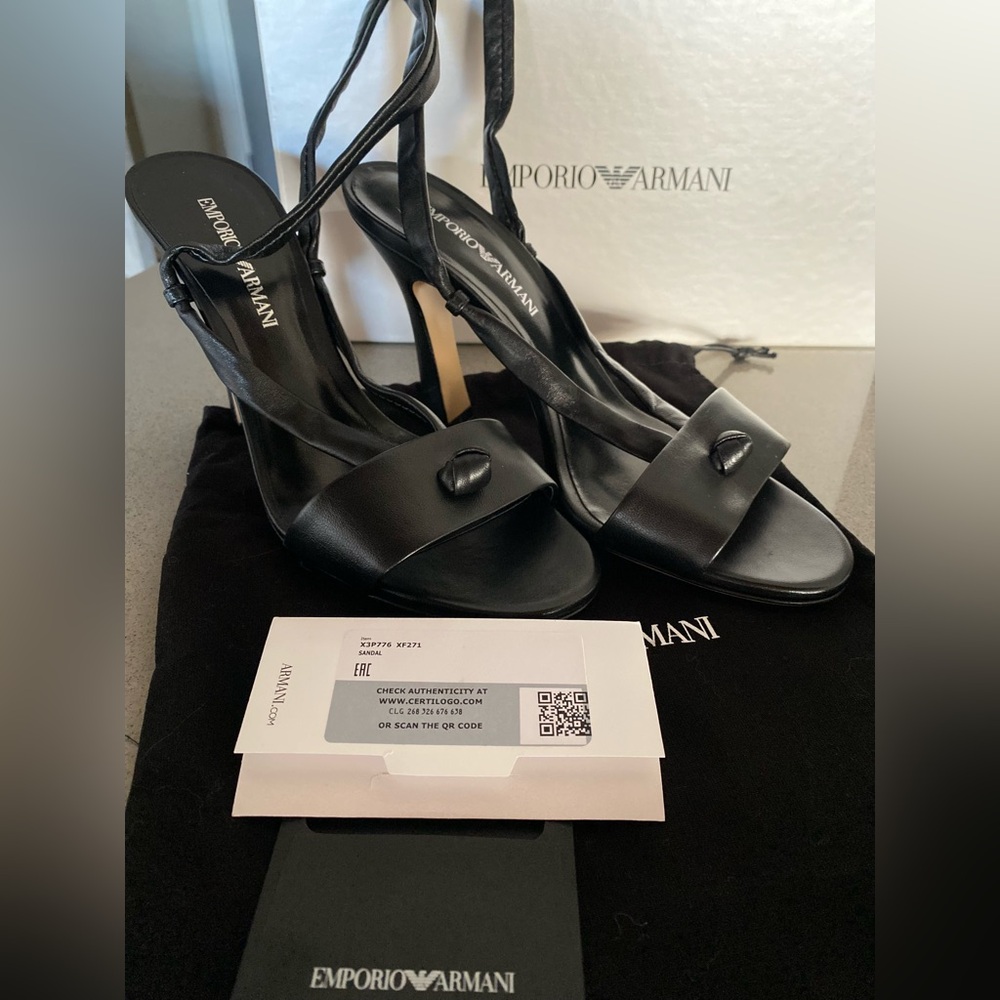 Emporium Armani, black leather dress shoes, size38